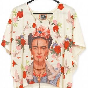 Native Frida Floral and Portrait Graphic Tee